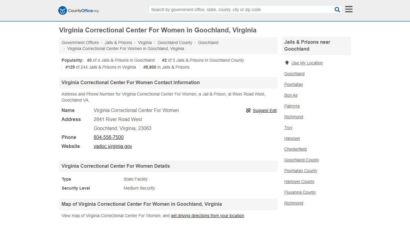 Virginia Correctional Center For Women in Goochland, Virginia